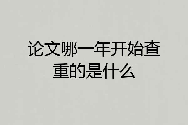 论文哪一年开始查重的是什么