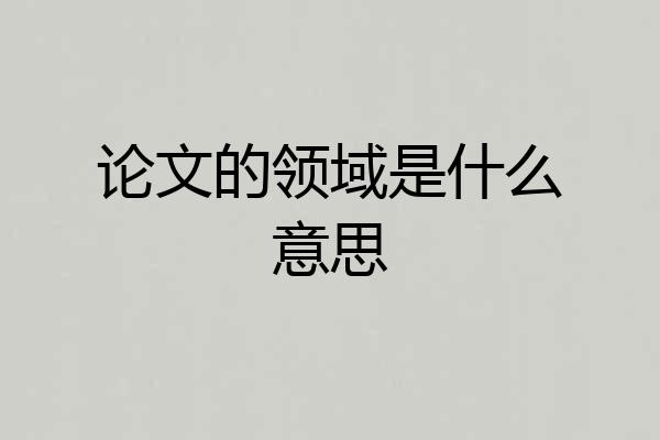 论文的领域是什么意思