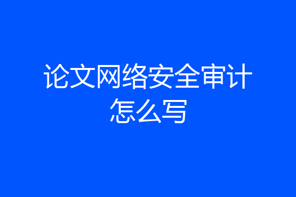 论文网络安全审计怎么写