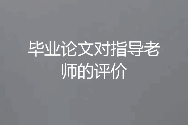 毕业论文对指导老师的评价