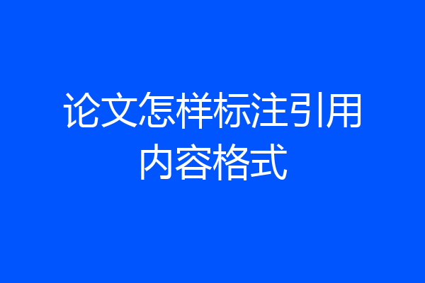 论文怎样标注引用内容格式