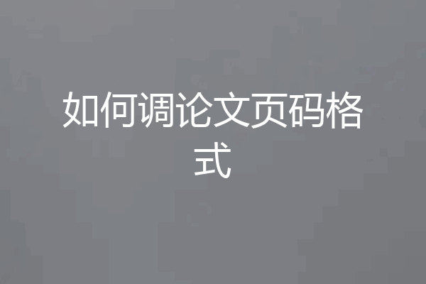 如何调论文页码格式