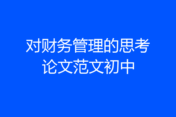对财务管理的思考论文范文初中