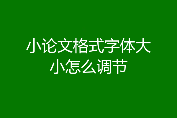小论文格式字体大小怎么调节