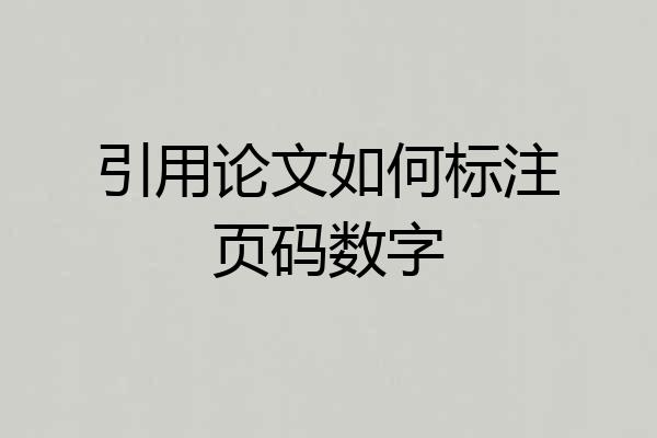 引用论文如何标注页码数字