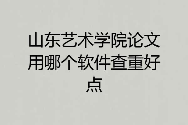 山东艺术学院论文用哪个软件查重好点