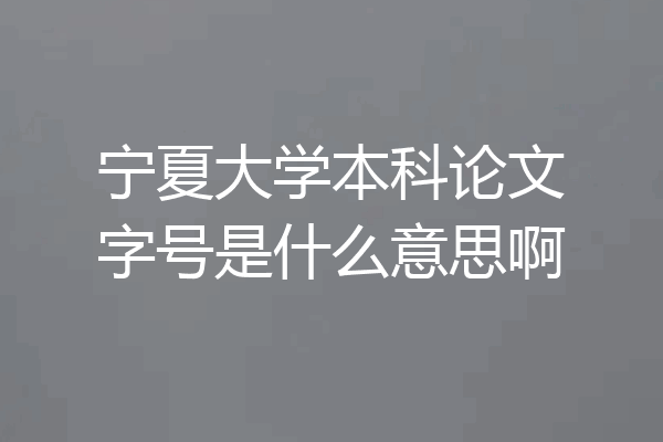 宁夏大学本科论文字号是什么意思啊