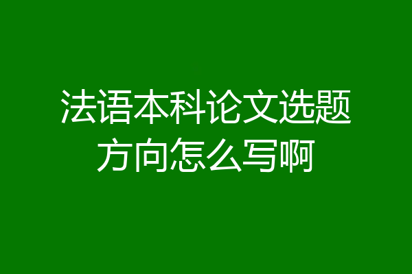 法语本科论文选题方向怎么写啊