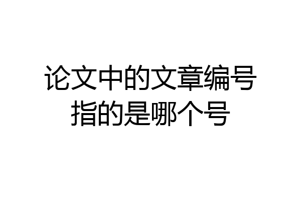 论文中的文章编号指的是哪个号