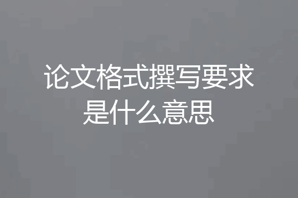 论文格式撰写要求是什么意思
