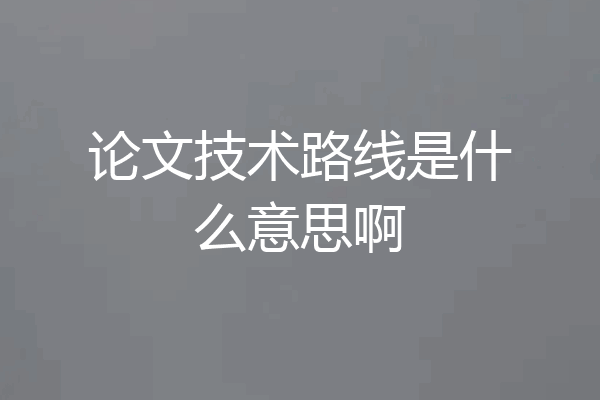 论文技术路线是什么意思啊
