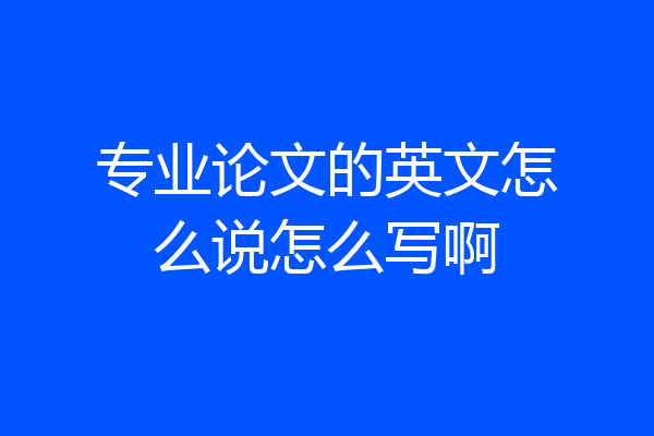 专业论文的英文怎么说怎么写啊