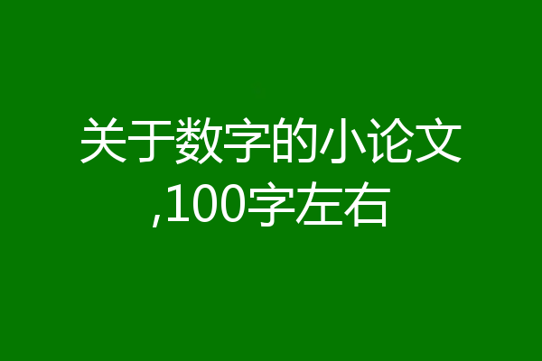 关于数字的小论文,100字左右