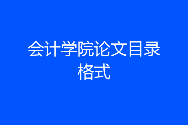 会计学院论文目录格式