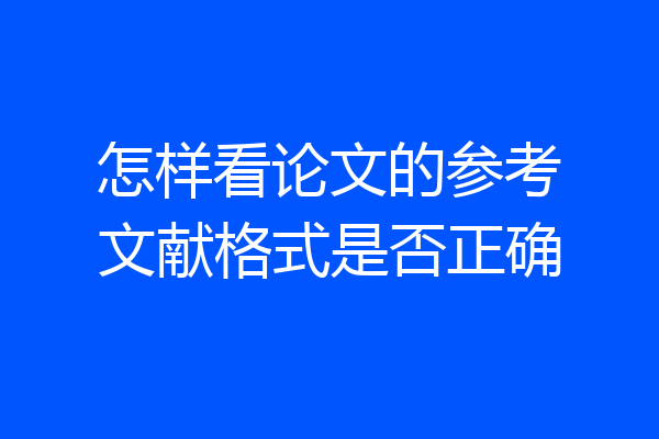 怎样看论文的参考文献格式是否正确