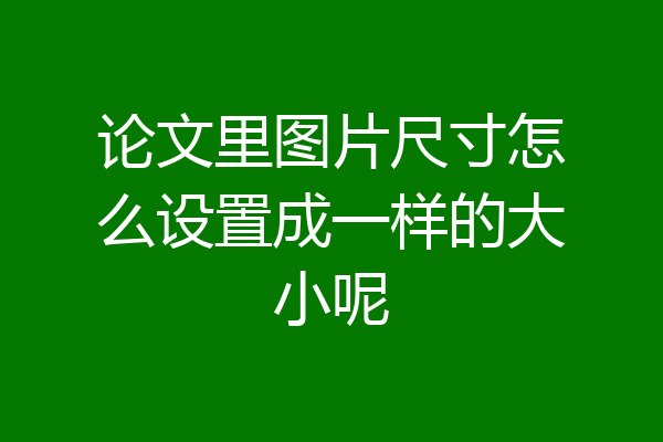 论文里图片尺寸怎么设置成一样的大小呢