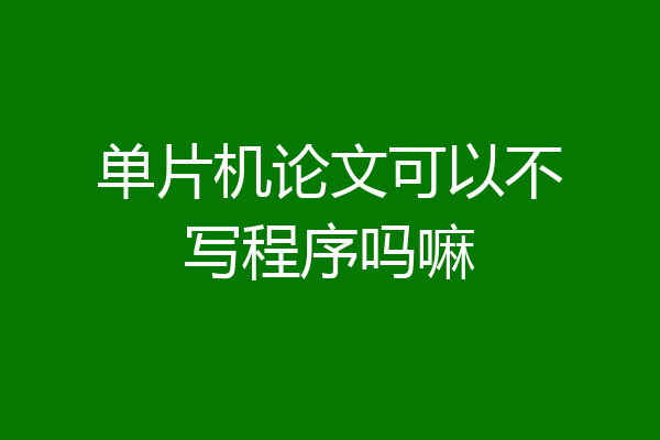 单片机论文可以不写程序吗嘛