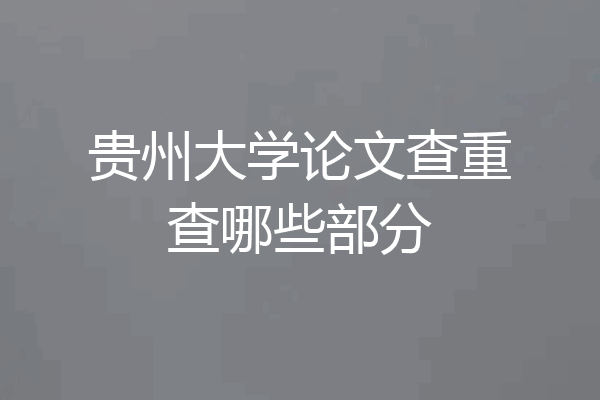 贵州大学论文查重查哪些部分