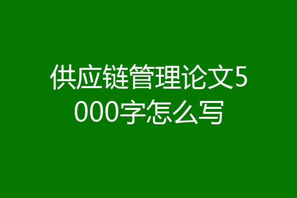 供应链管理论文5000字怎么写