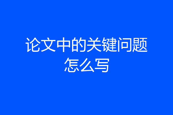 论文中的关键问题怎么写