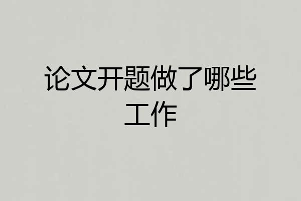 论文开题做了哪些工作