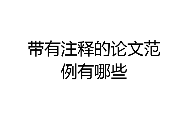 带有注释的论文范例有哪些
