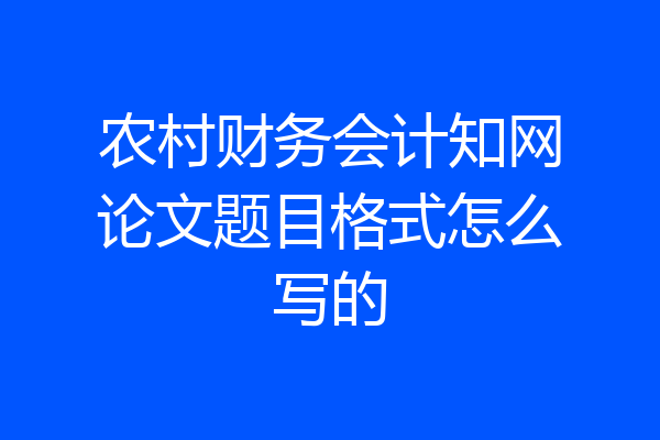 农村财务会计知网论文题目格式怎么写的