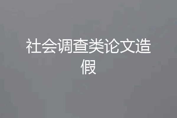 社会调查类论文造假