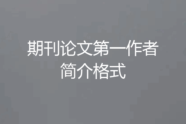 期刊论文第一作者简介格式