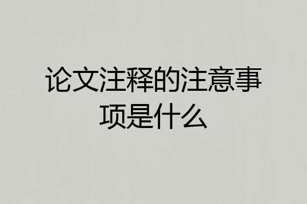 论文注释的注意事项是什么