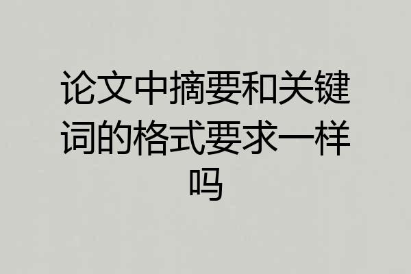 论文中摘要和关键词的格式要求一样吗
