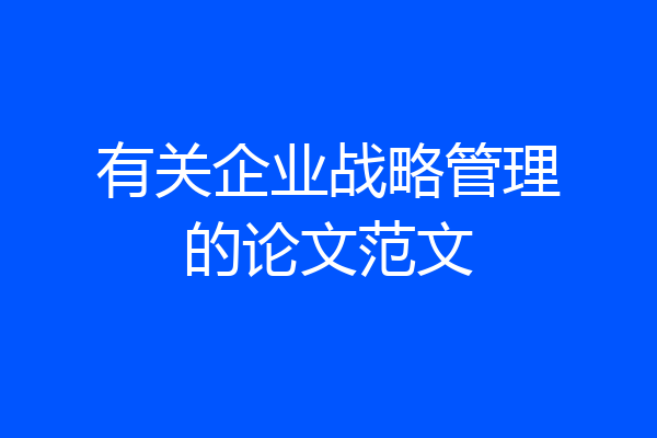 有关企业战略管理的论文范文