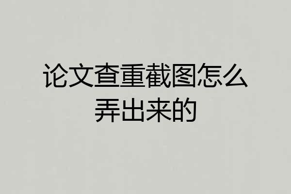 论文查重截图怎么弄出来的