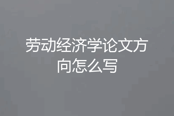 劳动经济学论文方向怎么写