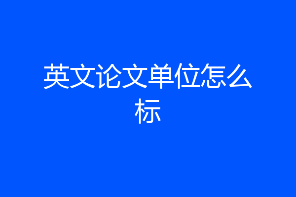 英文论文单位怎么标