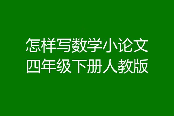 怎样写数学小论文四年级下册人教版