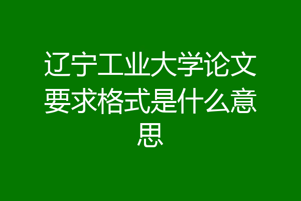 辽宁工业大学论文要求格式是什么意思