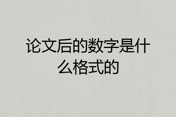 论文后的数字是什么格式的