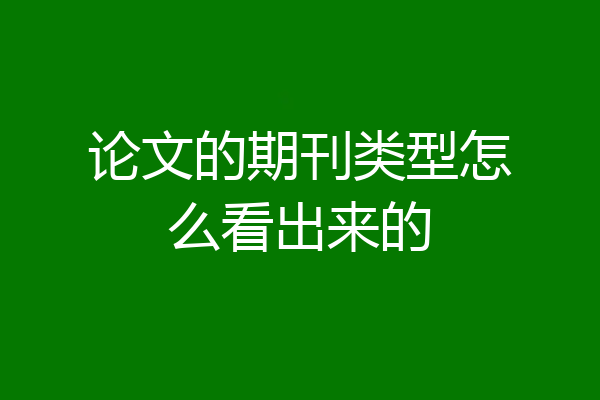 论文的期刊类型怎么看出来的