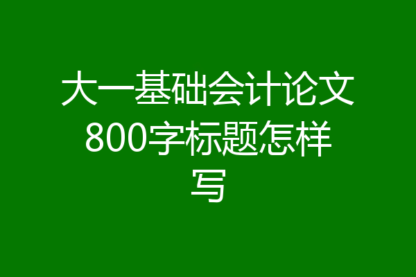 大一基础会计论文800字标题怎样写