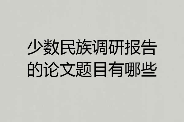 少数民族调研报告的论文题目有哪些
