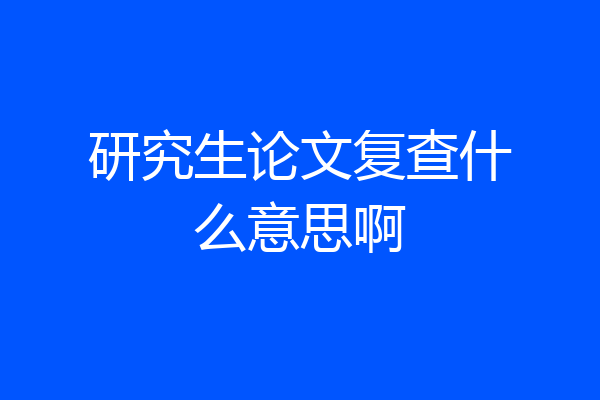 研究生论文复查什么意思啊