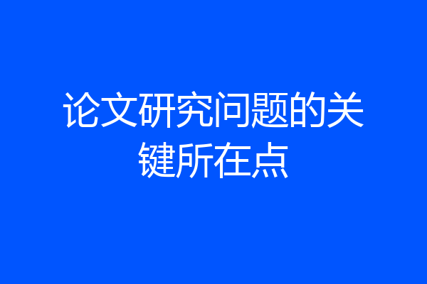 论文研究问题的关键所在点