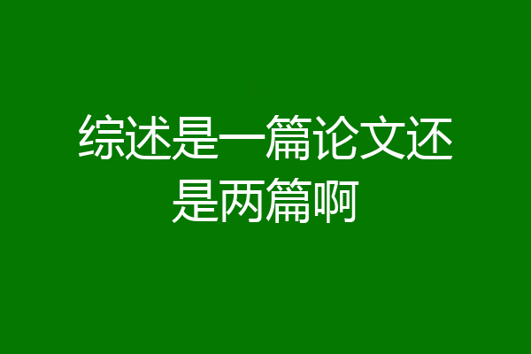 综述是一篇论文还是两篇啊