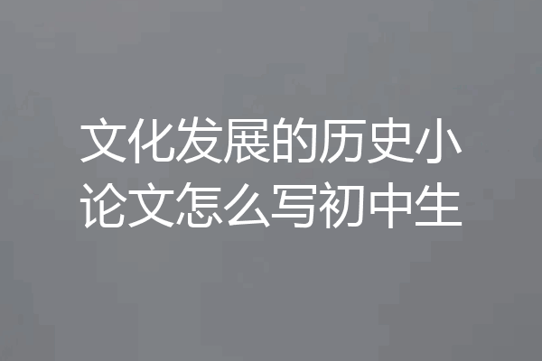 文化发展的历史小论文怎么写初中生