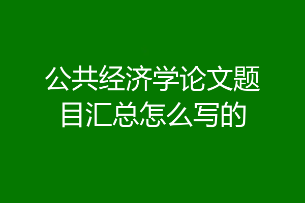 公共经济学论文题目汇总怎么写的