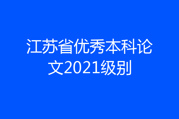 江苏省优秀本科论文2021级别