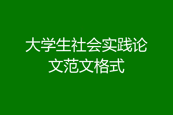 大学生社会实践论文范文格式