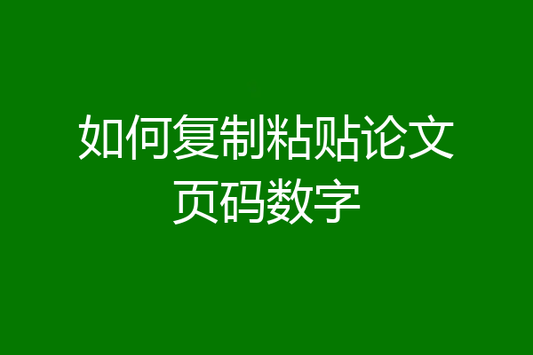 如何复制粘贴论文页码数字