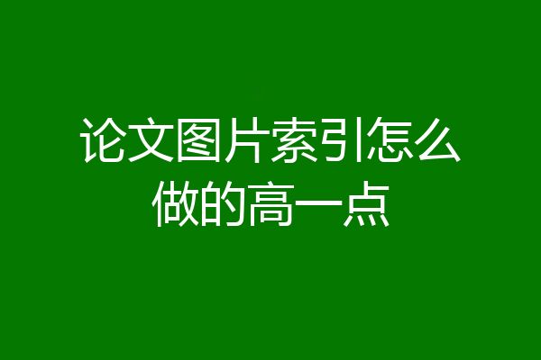 论文图片索引怎么做的高一点